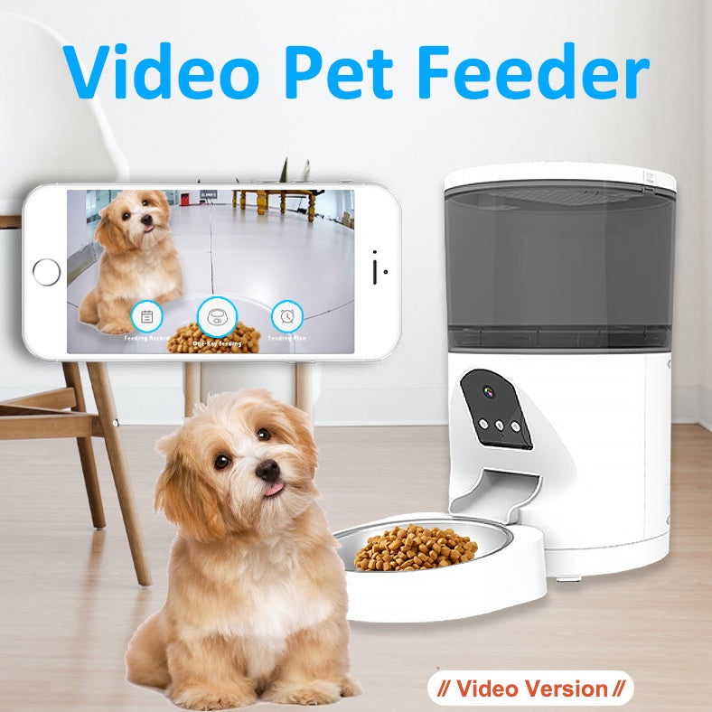 Video Pet Feeder with Two-Way Audio, Remote Feeding & Large Capacity